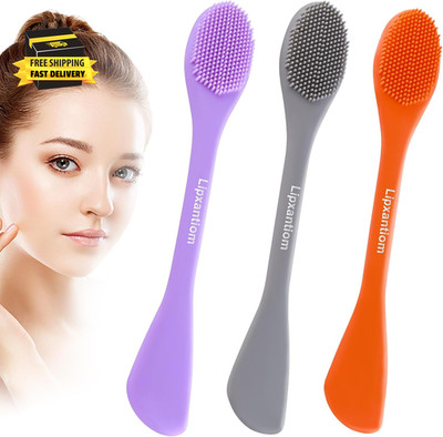 3 Pcs Silicone Facial Cleansing Brush, 2 in 1 Face Mask Applicator and Pore Clea