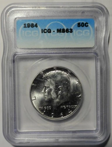 1964 Kennedy 90% Silver Half Dollar ICG MS63