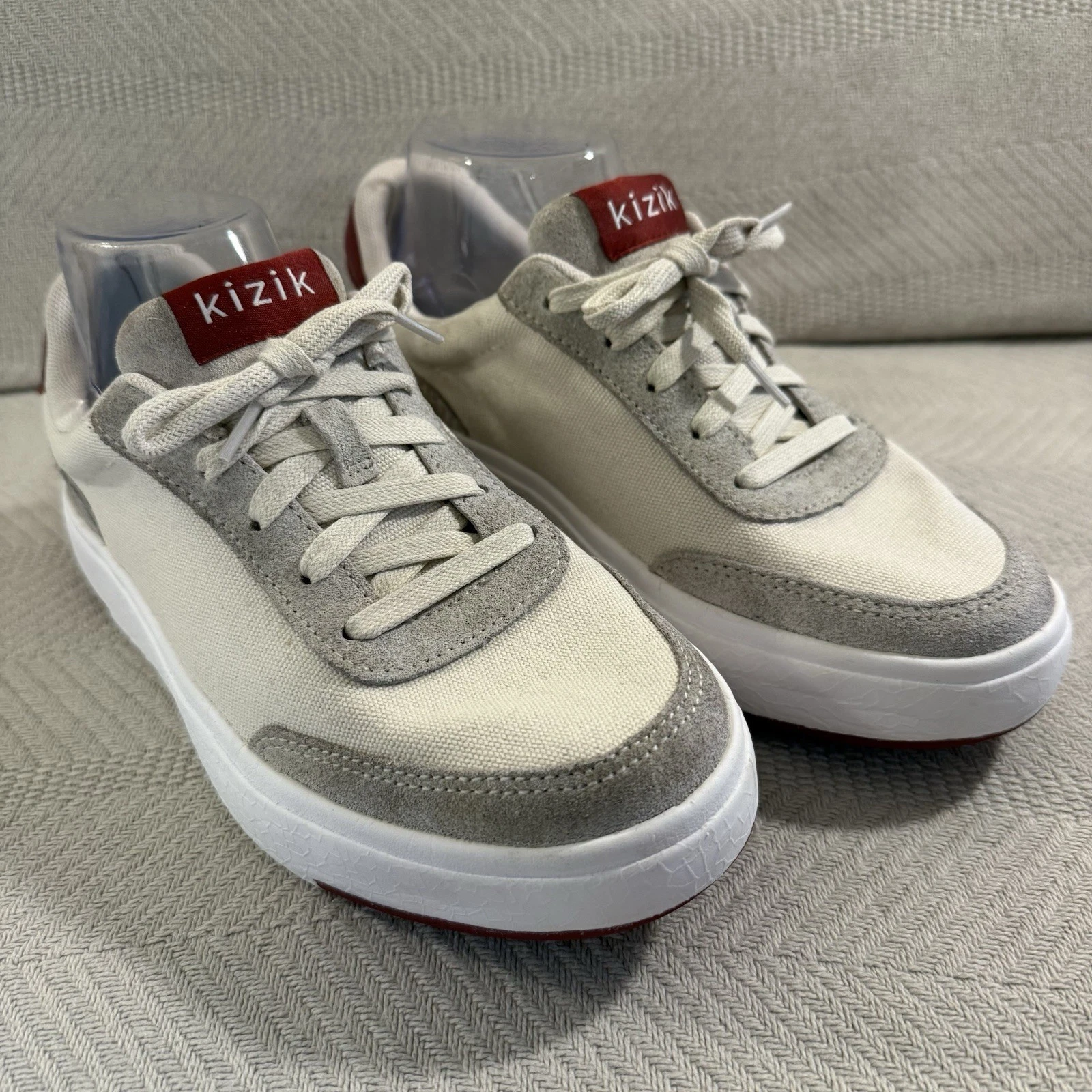 Kizik Prague Shoes Sneakers Hands Free Ivory White Red Womens 7.5