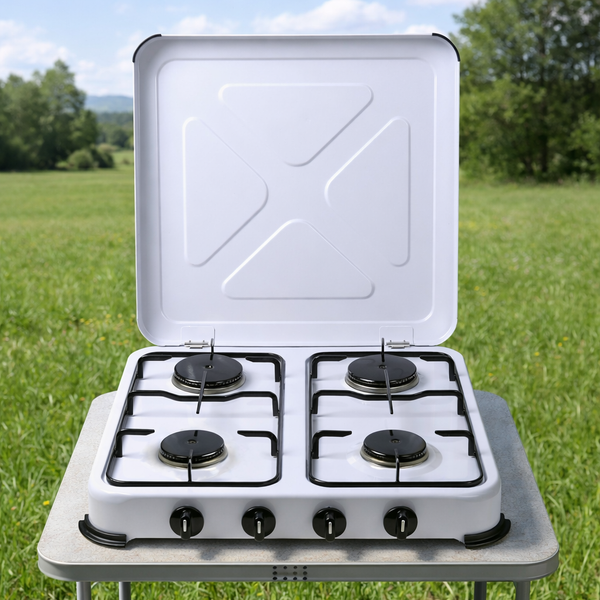 Cago Gaskocher 4-Flammig 50 Mbar Mit Deckel Weiss - Kocher Campingkocher-image