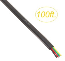 100ft 4-Conductor 28-AWG Black Telephone Flat Bulk Wire