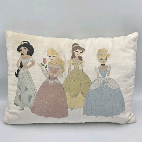 Pottery Barn Kids Disney Princess Throw Pillow Jasmine Belle Cinderella Embroid
