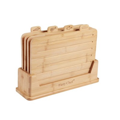 Fiery Chef 12.6''L x 9''W Bamboo Cutting Board Set of 4 - Wood Cutting Board Set