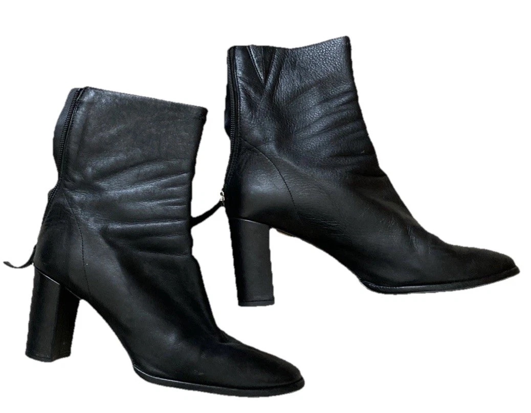 Black Block Heeled Ankle Boots