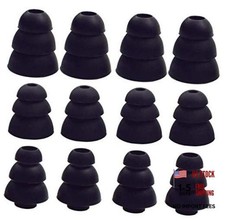 3 Flange Noise Cancelling Triple Flange Eartips Eargels Earpads S/M/L Black
