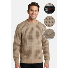 VTG Alps Merrimac Valley Mens L Knit Sweater Beige Crewneck Outdoor Birdseye