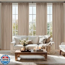 MIULEE Pinch Pleated Thick Linen Curtains 96 Inch 4 Panels Set Ba