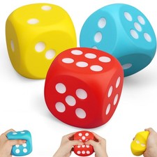 Large 3 Inch Foam Fidget Dice, Jumbo Big Dice, Squeeze Squishy Giant Large Cu...