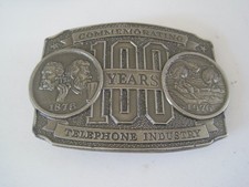 Belt Buckle Telephone Industry History 100 Years Numbered Lewis 1876-1976