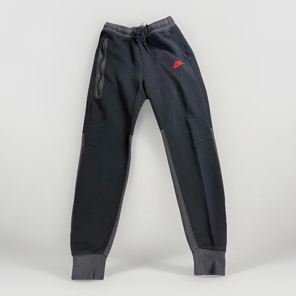 Nike Hombres Ropa Deportiva Tecnología Polar Joggers Talla Pequeña Raro Negro Rojo Logo Foto 2 de 4