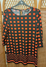 Principles by Ben de Lisi Dress Size 12 Black Orange Print Stretch