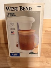 West Bend 3 Quart Large Iced Tea Maker 68003 Made In USA White