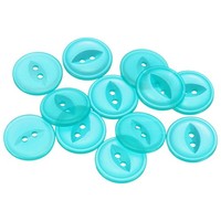 12-Teilig Runde NäHknöPfe FüR Lake Blue 20Mm Resin 2-Loch Fischaugen-KnöPfe