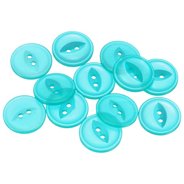 12-Teilig Runde NäHknöPfe FüR Lake Blue 20Mm Resin 2-Loch Fischaugen-KnöPfe-image