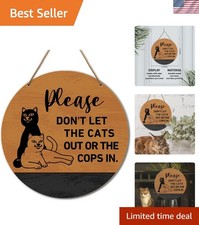 Funny Cat Welcome Sign Rustic Wood Decor for Front Door Entryway Charm