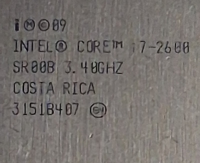 Intel core i7 2600 CPU