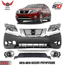 Front Bumper Cover Primed & Grille Assembly Kit For 2013-2016 Nissan Pathfinder