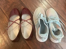 Girls Size 4 - Place Red Slipper Shoes - Runside Blue Sneakers - Good Condition