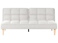 3-Sitzer Schlafsofa Stoff Creme Weiß Gesteppt Sofa Mit Schlaffunktion Siljan