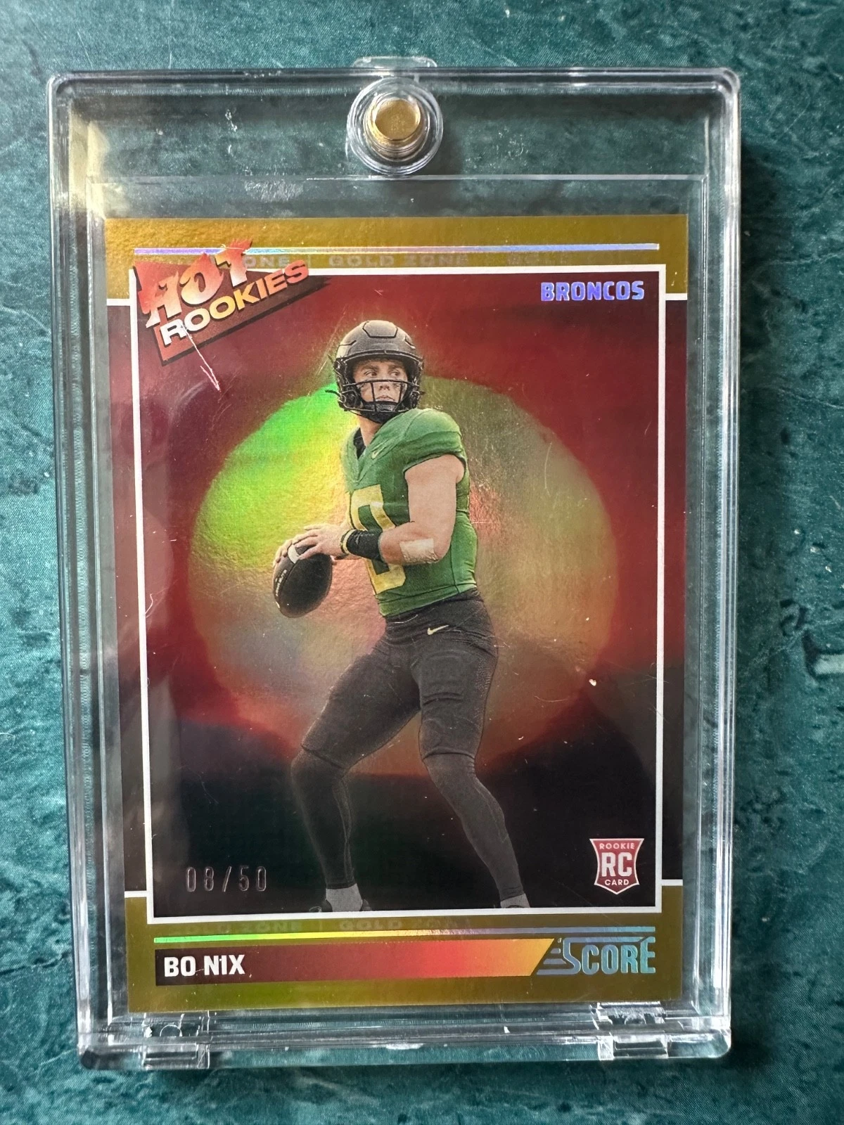 Bo Nix Panini Score Hot Rookies #1 Gold Zone