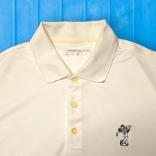 Walt Disney World Mickey Mouse Nike Golf Dri-Fit Polo Mens Medium White EUC