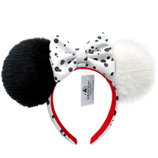 Disney's White  Black Minnie Mouse Ears Headband Polka Dot Bow US Stock