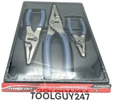 SNAP ON TOOLS USA  3PC POWER BLUE LONG NOSE Slip Joint Pliers Set PL3LNSJCF MB
