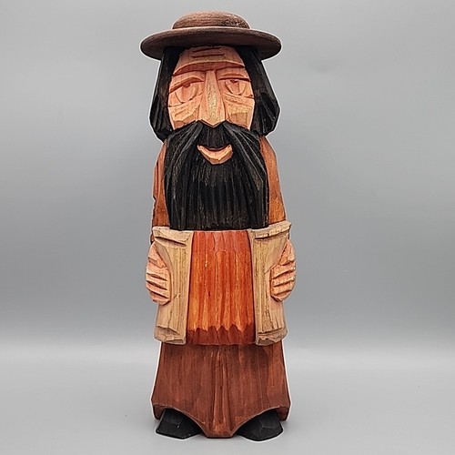 Vintage Wood Carved Jewish Polish Folk Art Sculpture Playing Accordion