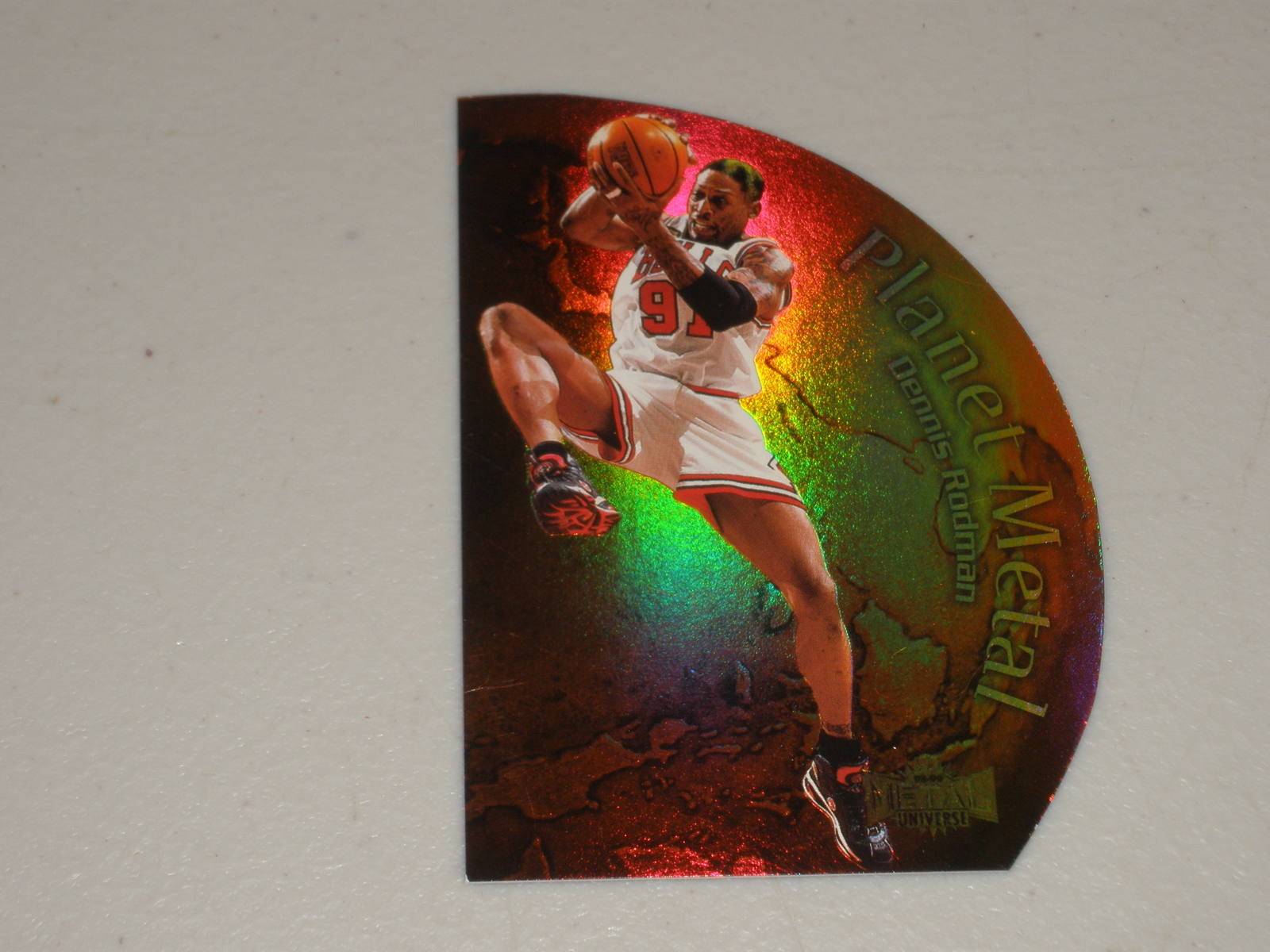 1998-99 Skybox Metal Universe Planet Metal Die Cut #5 Dennis Rodman