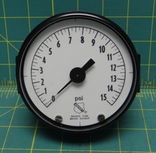 Ashcroft 3-1/2" Dial Pressure Gauge, 0-15 PSI, Back NPT 1/4 6685-00-097-8923