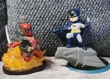 DC Batman '66 Q-POP 2015 Quantum Mechanix & Marvel Deadpool Q-Fig Lootcrate