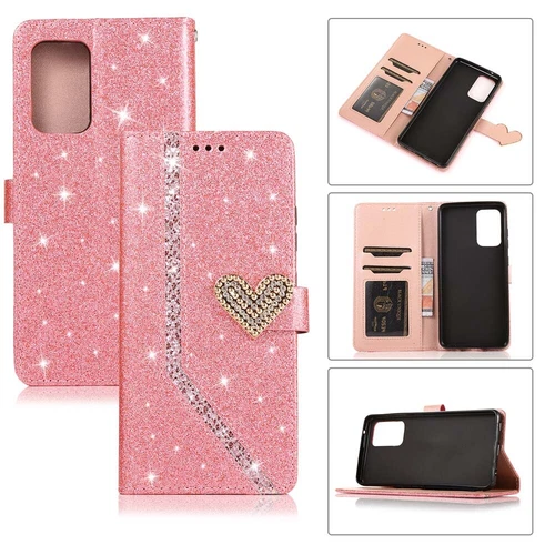 3D Glitzer Handyhülle Bling SchutzTasche Flip Book Leder Case Wallet Etui Cover - Bild 20 von 21