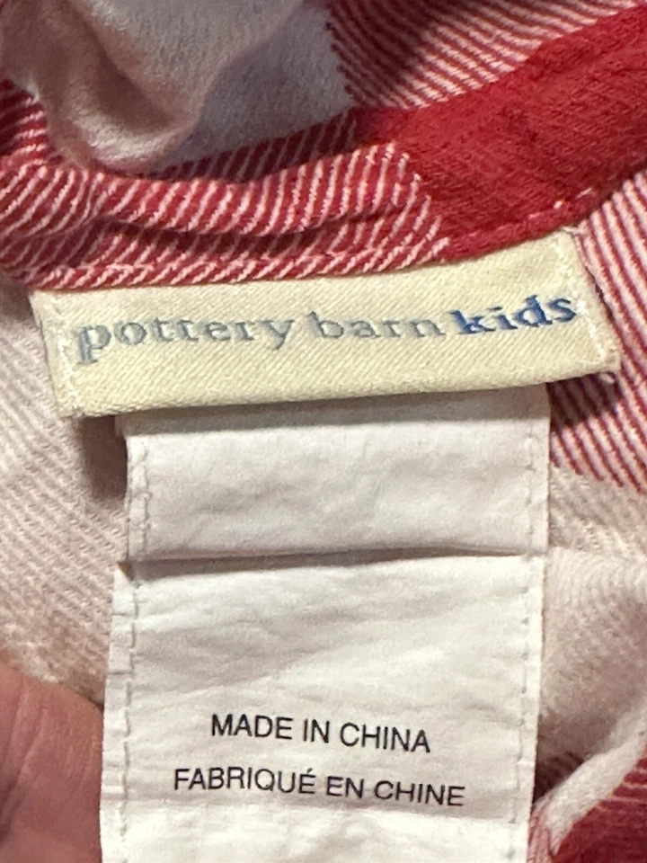 Capa de edredom Pottery Barn infantil vermelha e branca grande quadriculada flanela completa/rainha - Imagem 4 de 4