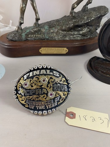 ¡Anunciador del año Texas CPRA 2006 hebilla de plata esterlina! 190 gm - Imagen 3 de 6