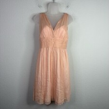 J.Crew Dress Womens Size 4 Peach Silk Chiffon Sleeveless Empire Waist Bridesmaid
