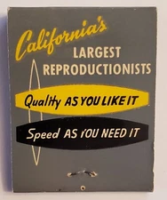 Economy Blue Print & Supply Co; FULL matchbook; 1950’s; Unused; NOS FREE Ship!