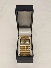Vernier Women's Gold Elastic Bracelet Rectangular Watch (Brand New in Box)