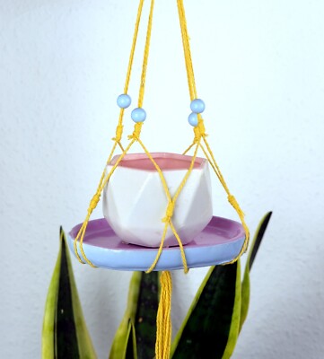 Upcycled decorative Cute Pop Pastel geometric mini succulent Hanging Planter 