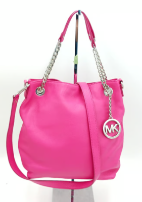 Michael Kors Fuchsia Pink Hobo With MK Logo Medallion w/Magnetic