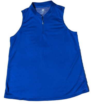 Three Sixty Six Blue Sleeveless 1/4 Zip Athletic Golf Top Size L