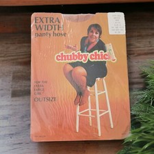 Chubby Chick Pantyhose Extra Width Beige Sz A 44"-48" Hips 180-200 Lbs Vintage
