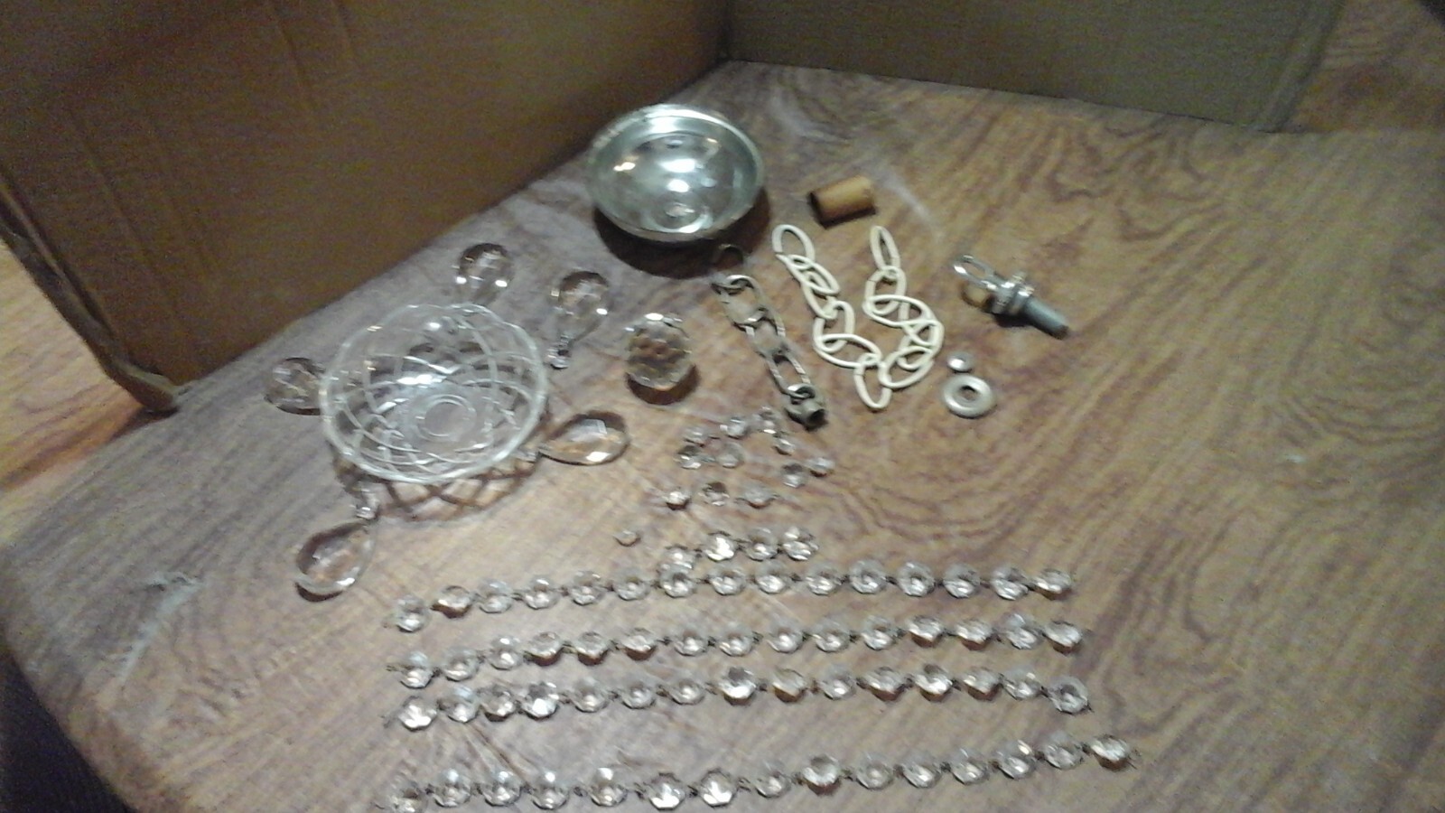 Vintage Crystal 4" Chandelier Lamp Bobeches, Ball, Small Prisms Beads