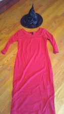 WITCH HAT  RED DRESS HALLOWEEN SZ L  COSTUME  NICE WEAR ANYTIME DRESS