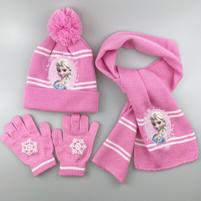 Girls Boys Winter Bing Peppa Pig Hat Scarf And Gloves Set Warm Pom Pom Hat  Set UK