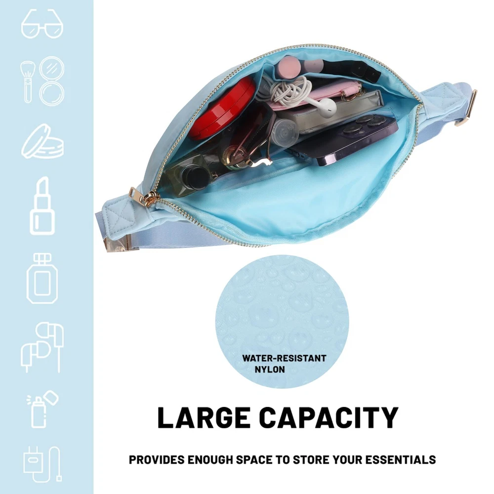 Large Belt Bag Crossbody Stadium Bag Plus Size Concert Bag for Women Water-Re...