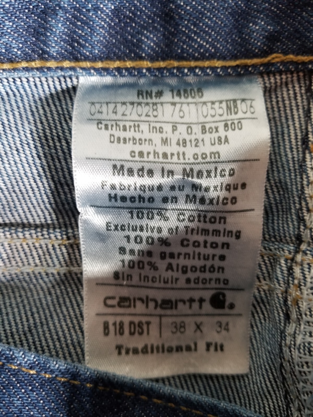 Carhartt B18 DST Work Men's Jeans Traditional Fit Siz… Gem