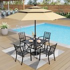 6 Stück Gartenlounge Gartenset Gartengarnitur Gartenmöbel mit Regenschirm Beige