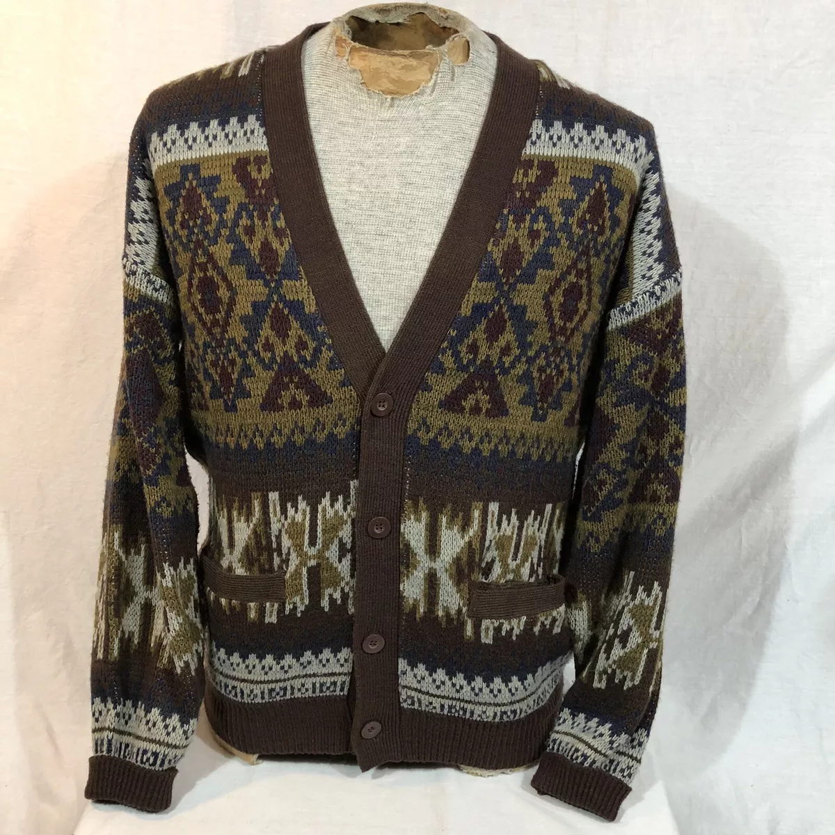 Mens acrylic on sale cardigan sweaters