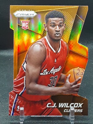 C.J. WILCOX 2014-15 PRIZM ORANGE DIE CUT PRIZM RC #50/139 CLIPPERS