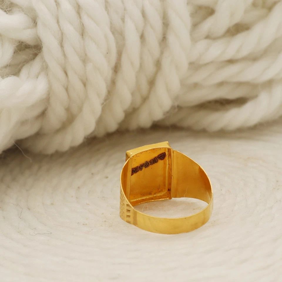 Anillo de oro de 22k para hombre, anillo hecho a mano de diseñador de oro amarillo de 22k para unisex, OOS1044 Foto 2 de 3